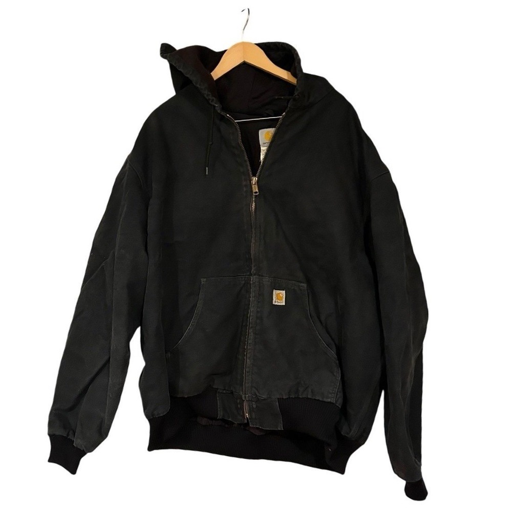 Carhartt Hoodie Jacket 3XL J140-BLK Quilt‎ Lined Distressed Heavy Slight Fade